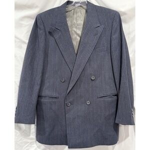 Gianni Men's Blazer Blue Pin Stripe Size 100% Wool Union Made 1-Button